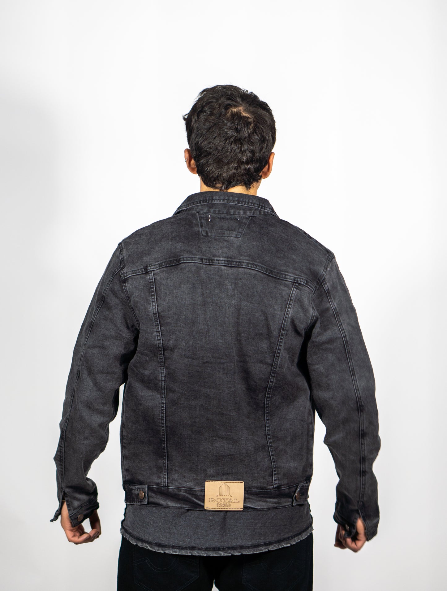 Chaqueta en Jean Acid Wash Gris