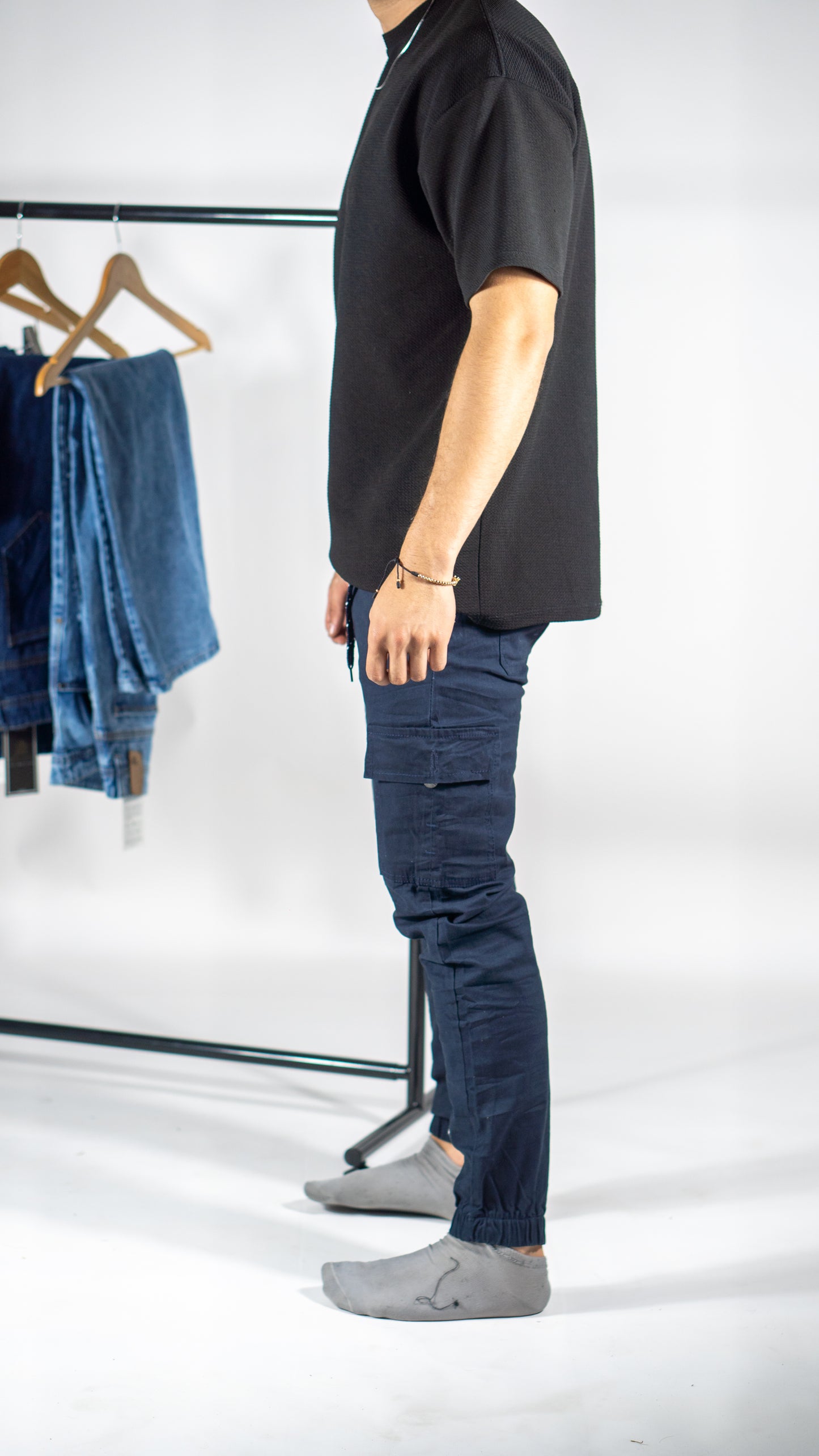 Pantalón tipo Cargo camuflado en drill Tono Azul