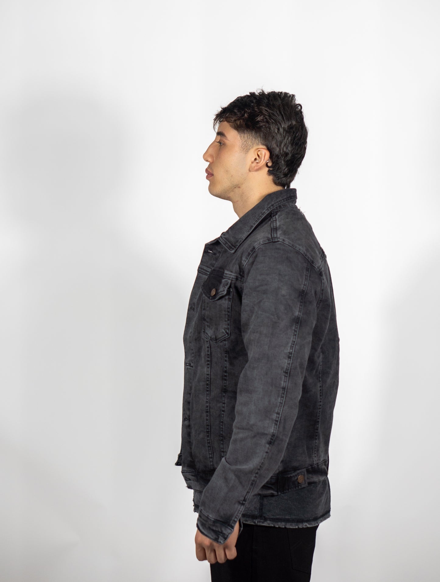Chaqueta en Jean Acid Wash Gris