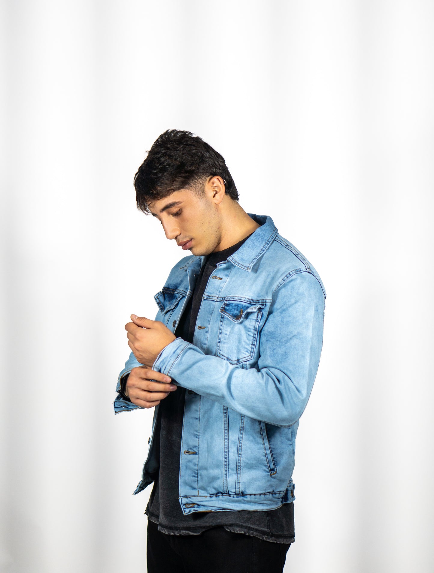 Chaqueta en Jean Acid Wash Hielo