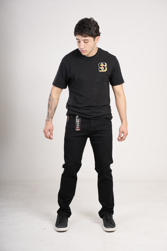 Pantalón clásico en Jean bota recta negro