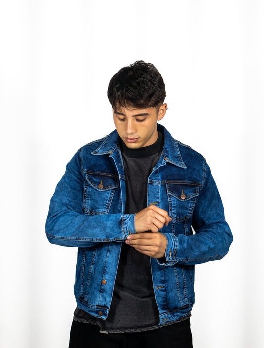 Chaqueta en jean Acid Wash Azul medio