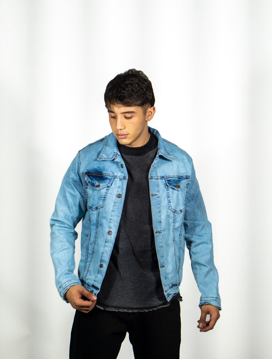 Chaqueta en Jean Acid Wash Hielo